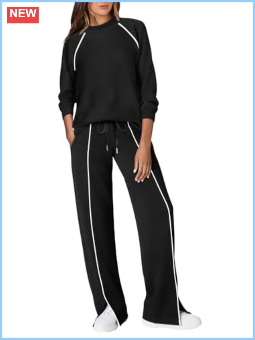 WIHOLL 2 Piece Lounge Set Mock Neck Long Sleeve High Stretch Travel Outfit